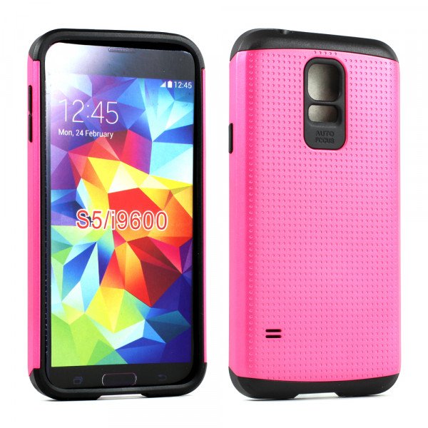 Wholesale Samsung Galaxy S5 i9600 Slim Armor Hybrid Case (Hot Pink)